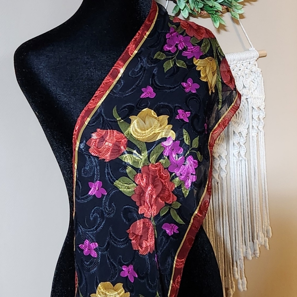 Vintage Liz Claiborne First Issue Sheer Floral Scarf